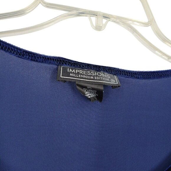 VTG Impressions Millennium Edition Blue Velvet Sheer Layered Shirt Cardigan 2XL - Picture 3 of 3